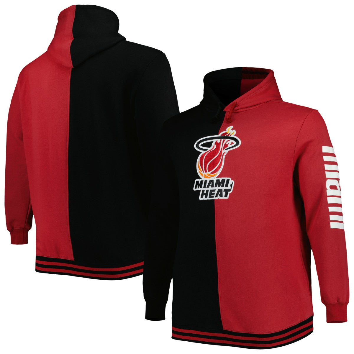 Mitchell & Ness Miami Heat Hardwood Classics Big & Tall Hardwood Classics Split Pullover Hoodie Black/Red