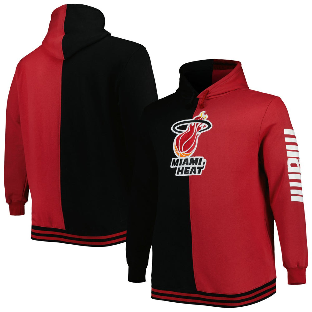 Mitchell & Ness Miami Heat Hardwood Classics Big & Tall Hardwood Classics Split Pullover Hoodie Black/Red
