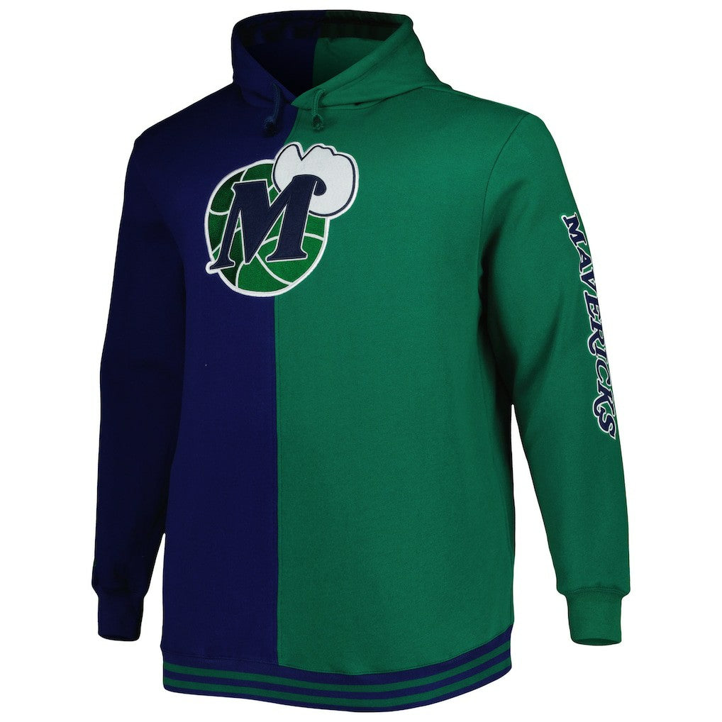 Mitchell & Ness Dallas Mavericks Hardwood Classics Big & Tall Hardwood Classics Split Pullover Hoodie Navy/Green