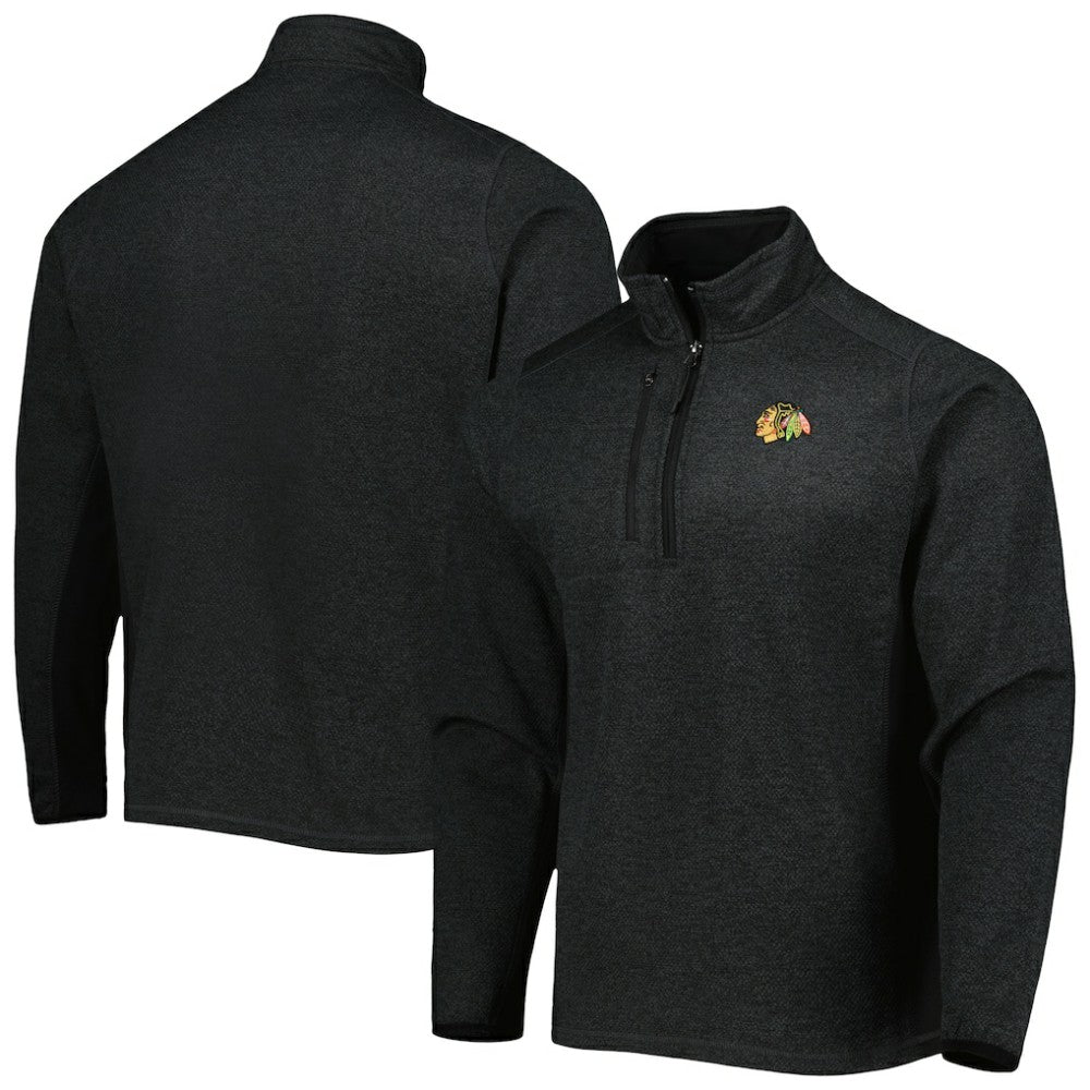 Chicago Blackhawks Antigua Course Quarter-Zip Jacket - Heathered Black | NHL near me