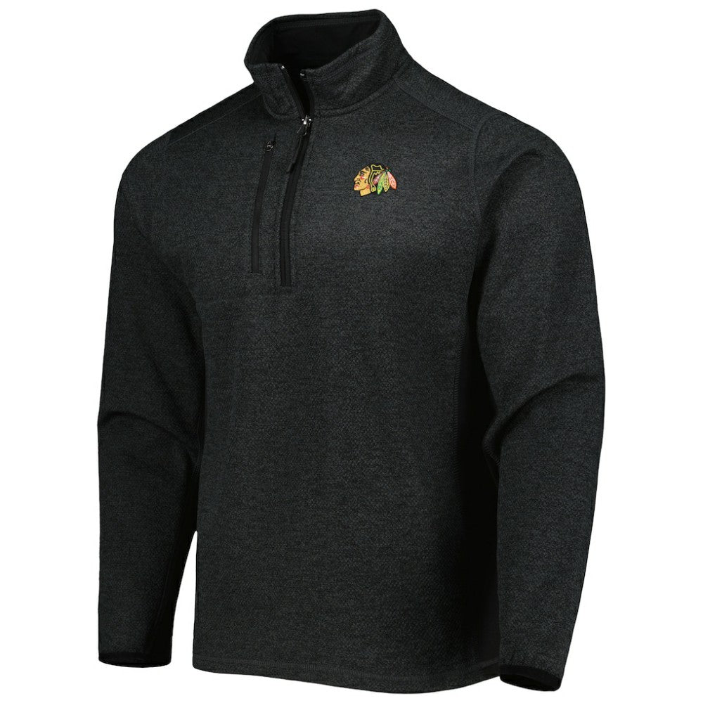 Chicago Blackhawks Antigua Course Quarter-Zip Jacket - Heathered Black | NHL near me