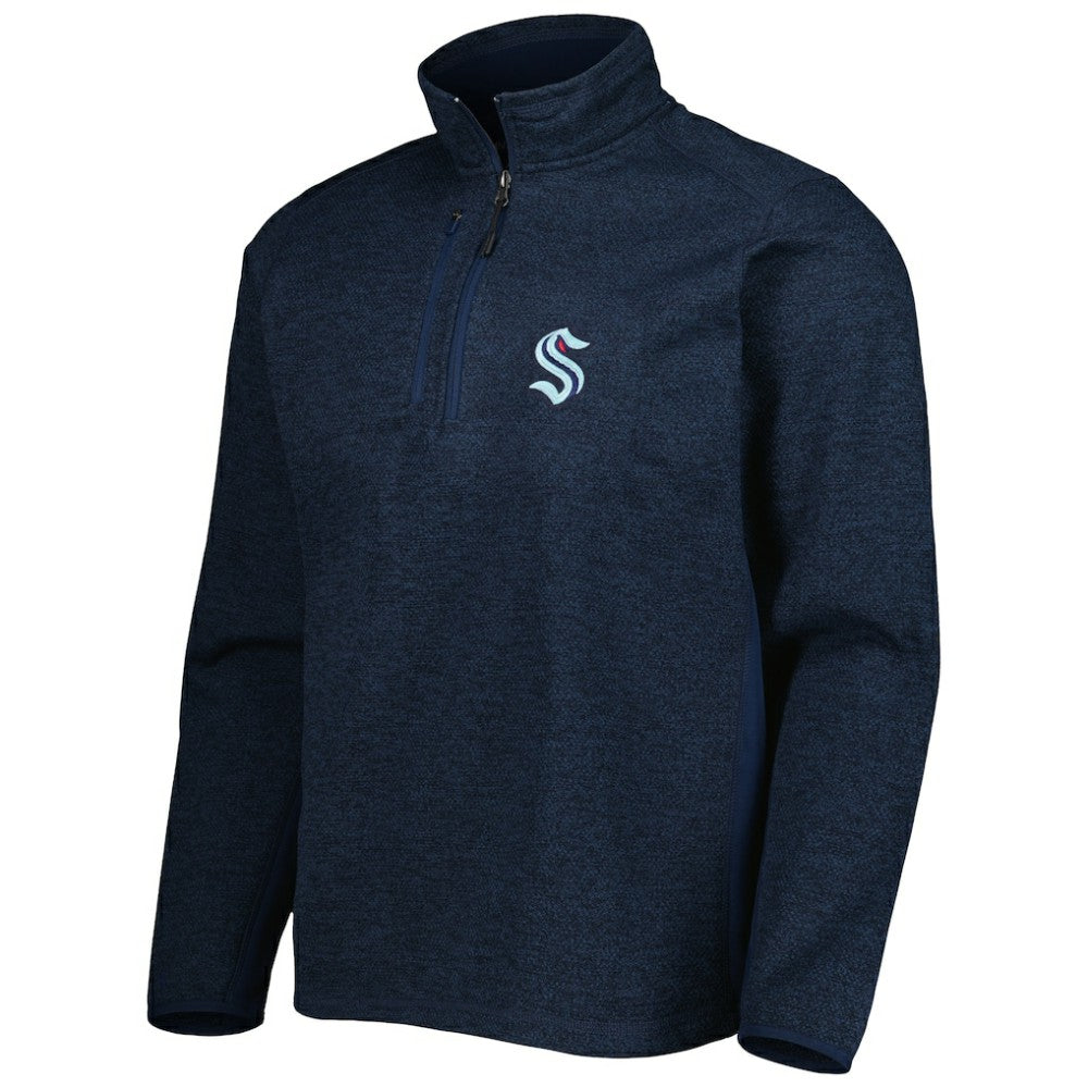Seattle Kraken Antigua Course Quarter-Zip Jacket - Heathered Deep Sea Blue | NHL on sale