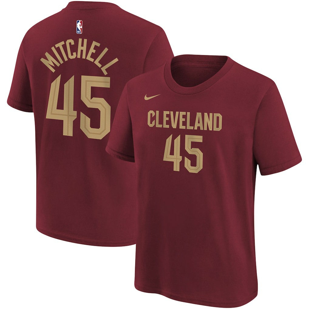 Nike Donovan Mitchell Cleveland Cavaliers Youth Icon Edition Name & Number T-Shirt Wine