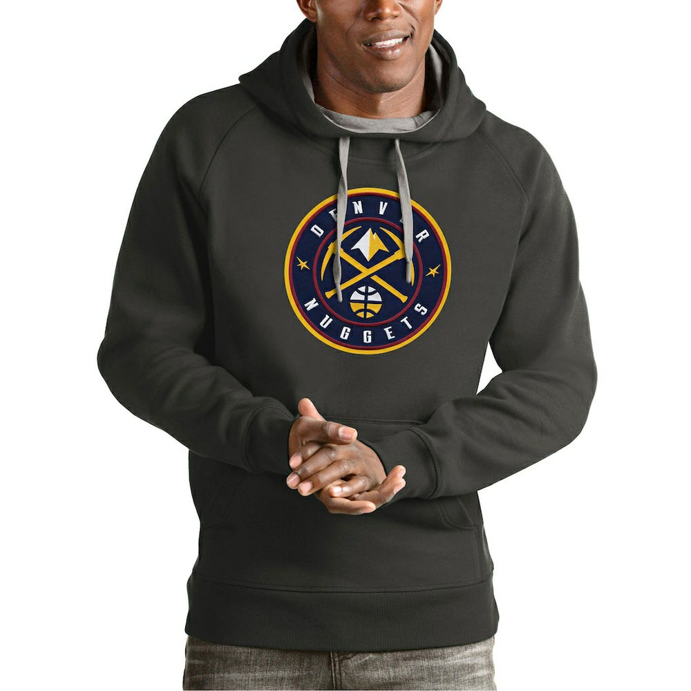 Denver Nuggets Antigua Team Logo Victory Pullover Hoodie Charcoal