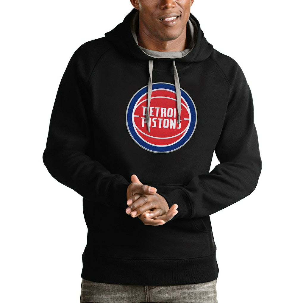 Detroit Pistons Antigua Team Logo Victory Pullover Hoodie Black