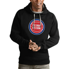 Detroit Pistons Antigua Team Logo Victory Pullover Hoodie Black