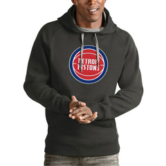 Detroit Pistons Antigua Team Logo Victory Pullover Hoodie Charcoal