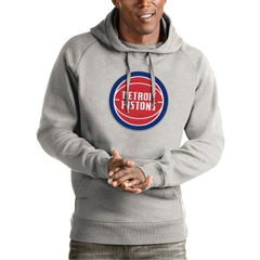 Detroit Pistons Antigua Team Logo Victory Pullover Hoodie Heather Gray