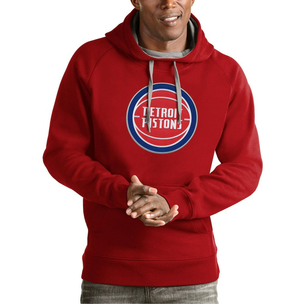 Detroit Pistons Antigua Team Logo Victory Pullover Hoodie Red