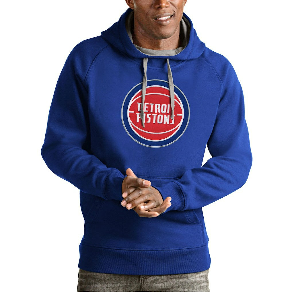 Detroit Pistons Antigua Team Logo Victory Pullover Hoodie Royal