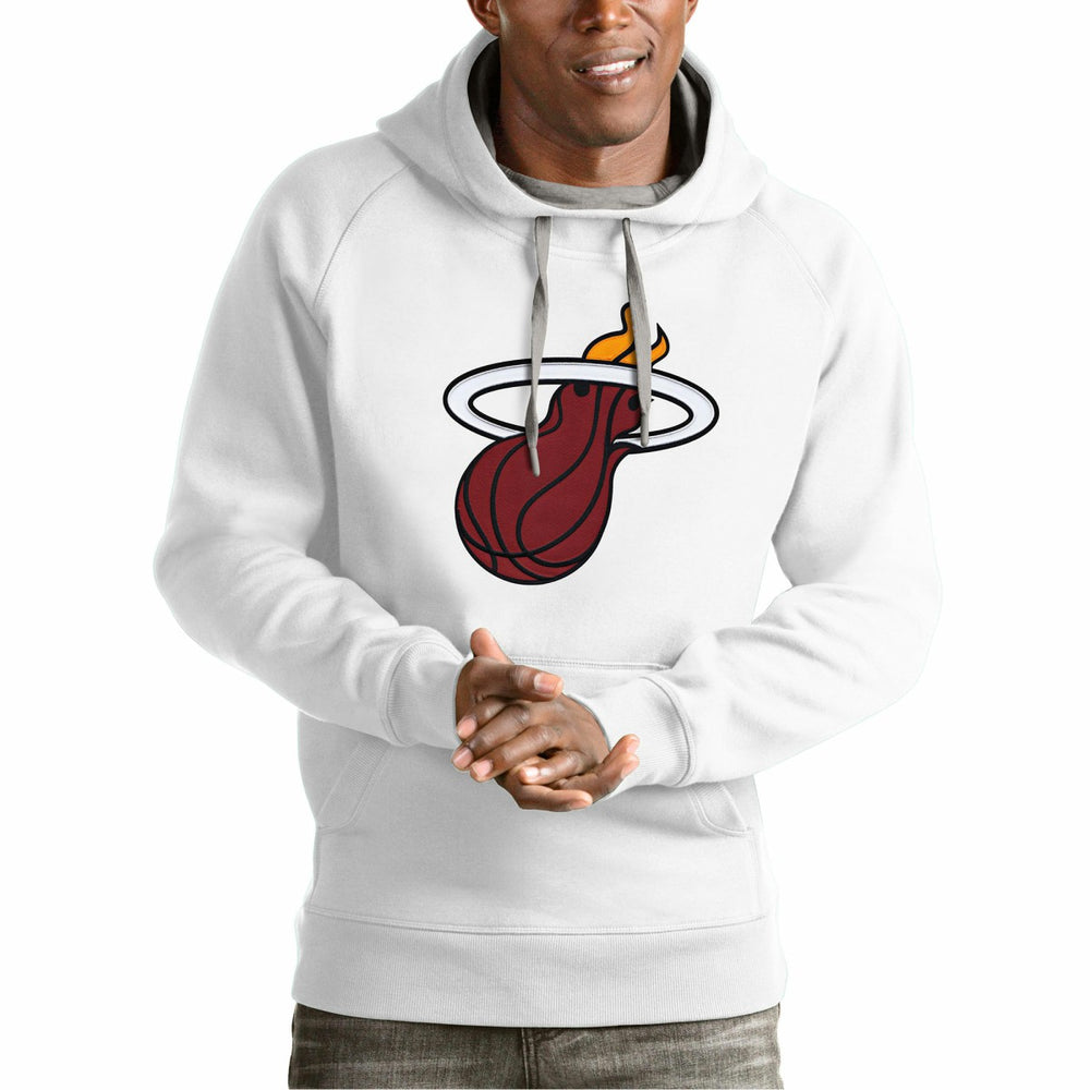 Miami Heat Antigua Team Logo Victory Pullover Hoodie White