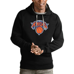 New York Knicks Antigua Team Logo Victory Pullover Hoodie Black