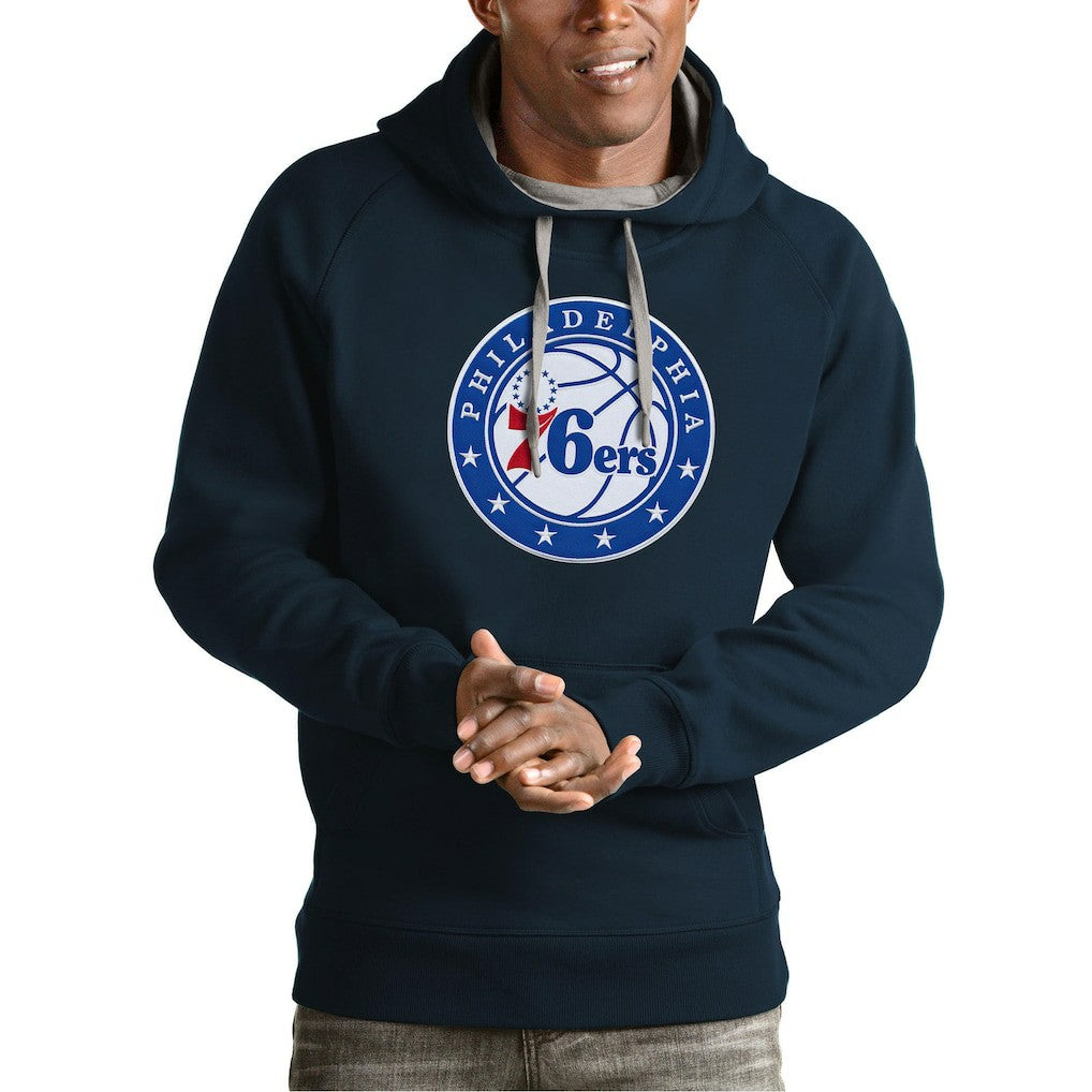 Philadelphia 76ers Antigua Team Logo Victory Pullover Hoodie Navy