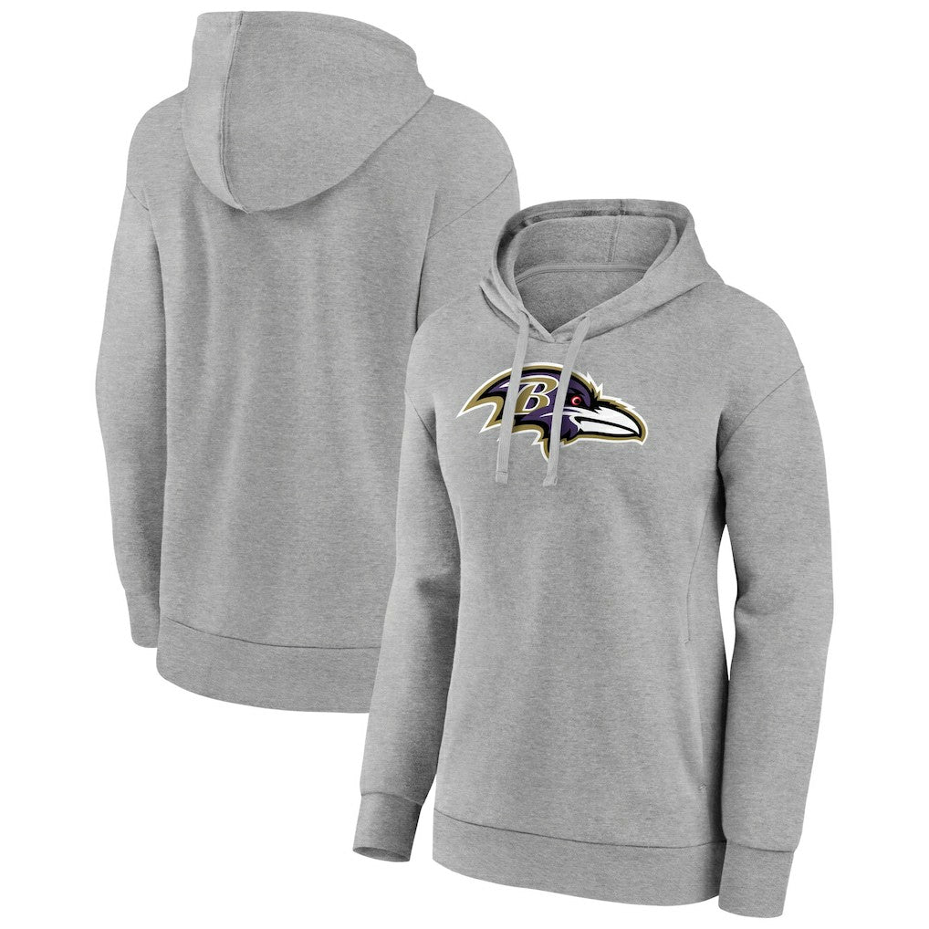 Baltimore Ravens Women's Primary Logo Pullover Hoodie - Gray - NFL