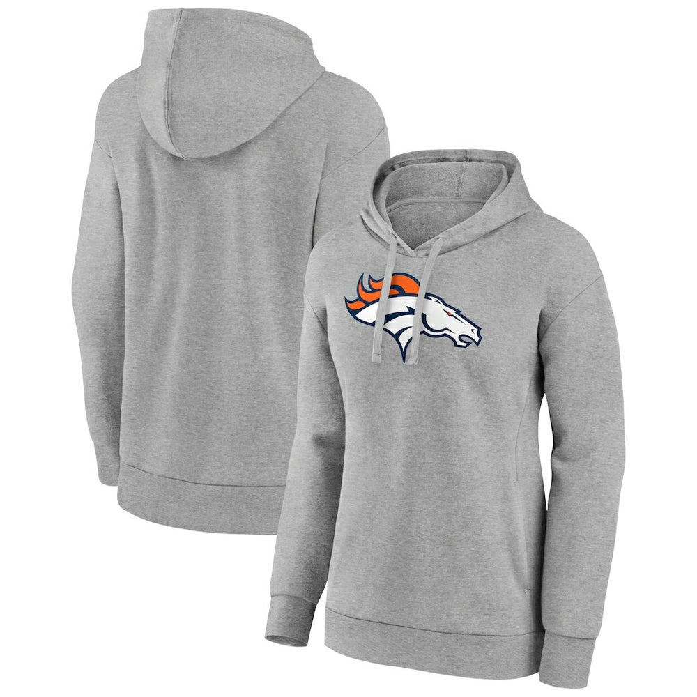 Denver Broncos Women's Primary Logo Pullover Hoodie - Gray - NFL