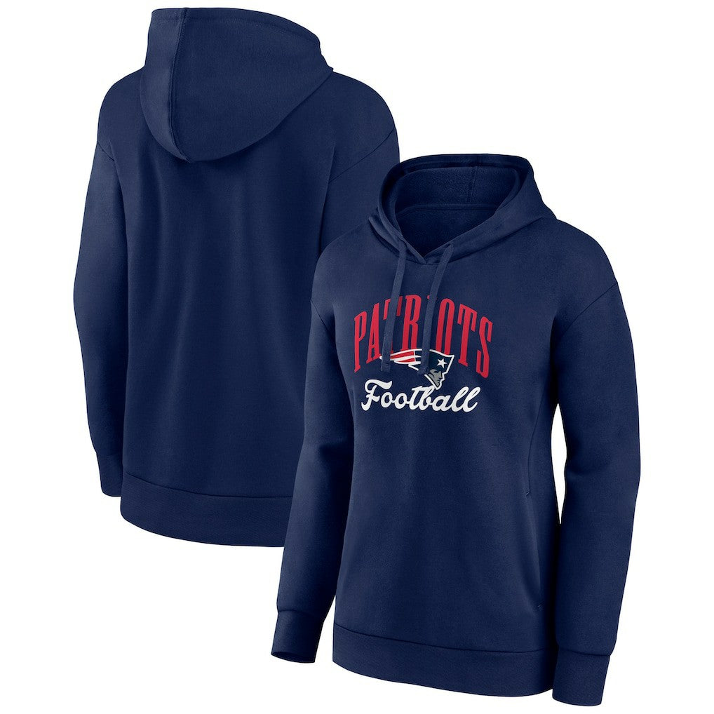 New England Patriots Women's Victory Script Pullover Hoodie - Navy - NFL