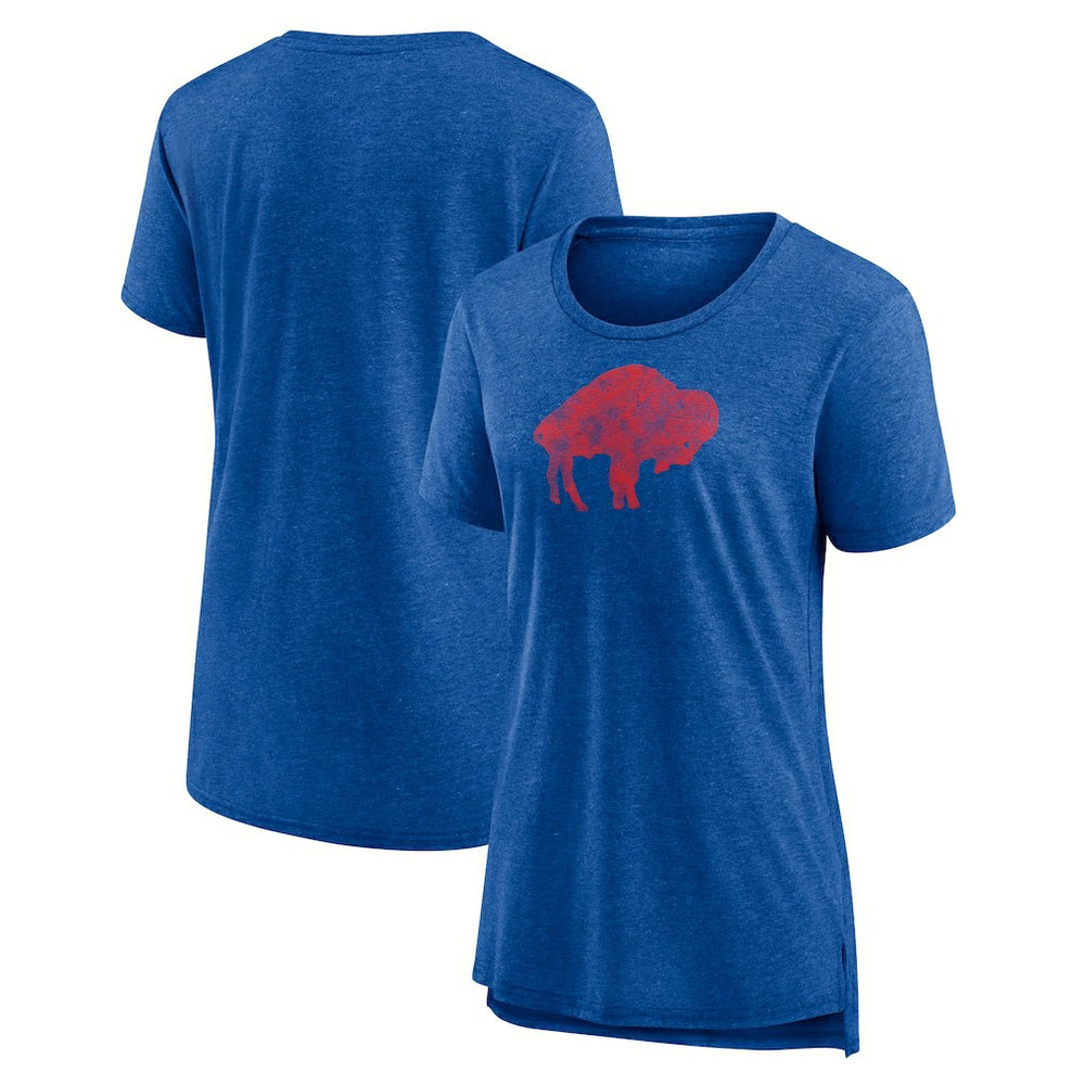 Buffalo Bills Women's Throwback Team Logo Tri-Blend T-Shirt - Heather Royal - NFL