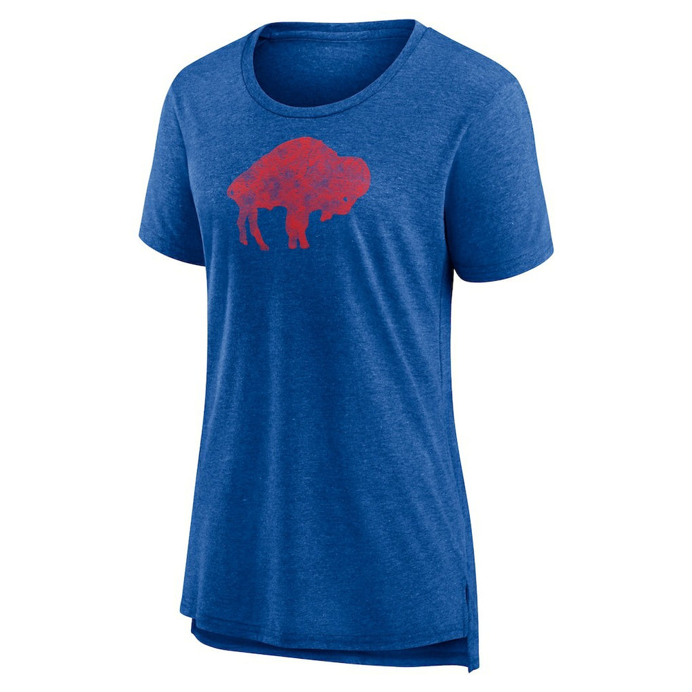 Buffalo Bills Women's Throwback Team Logo Tri-Blend T-Shirt - Heather Royal - NFL