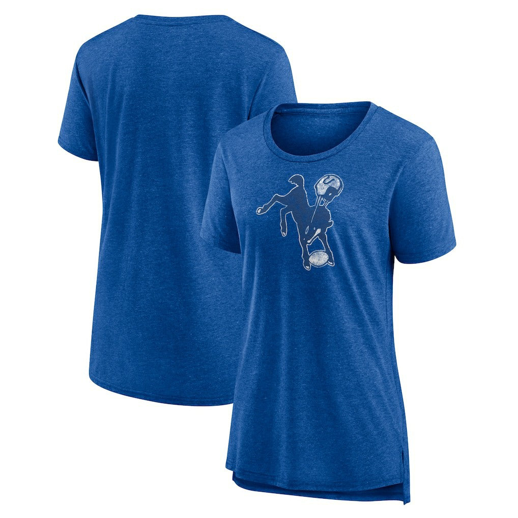 Indianapolis Colts Women's Throwback Team Logo Tri-Blend T-Shirt - Heather Royal - NFL