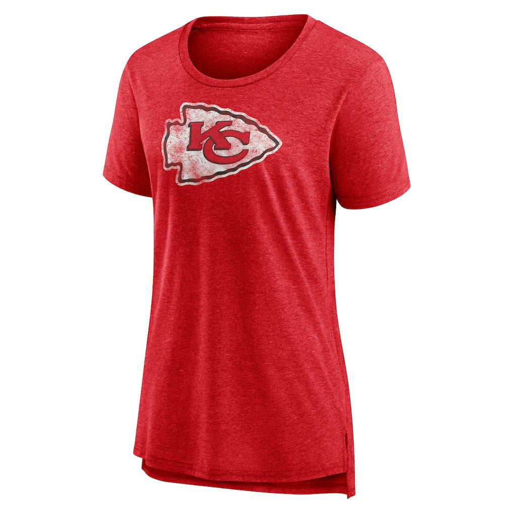 Kansas City Chiefs Women's Throwback Team Logo Tri-Blend T-Shirt - Heather Red - NFL