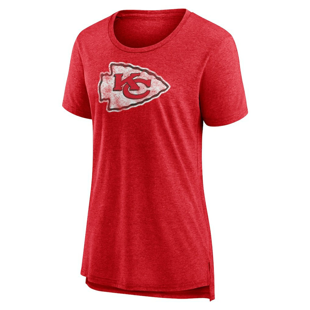 Kansas City Chiefs Women's Throwback Team Logo Tri-Blend T-Shirt - Heather Red - NFL