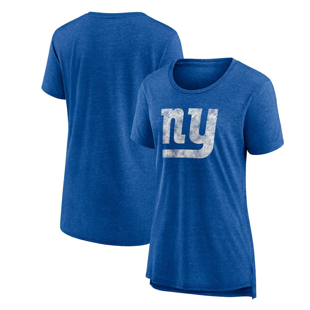 New York Giants Women's Throwback Team Logo Tri-Blend T-Shirt - Heather Royal - NFL