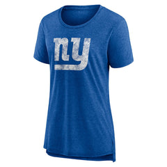 New York Giants Women's Throwback Team Logo Tri-Blend T-Shirt - Heather Royal - NFL