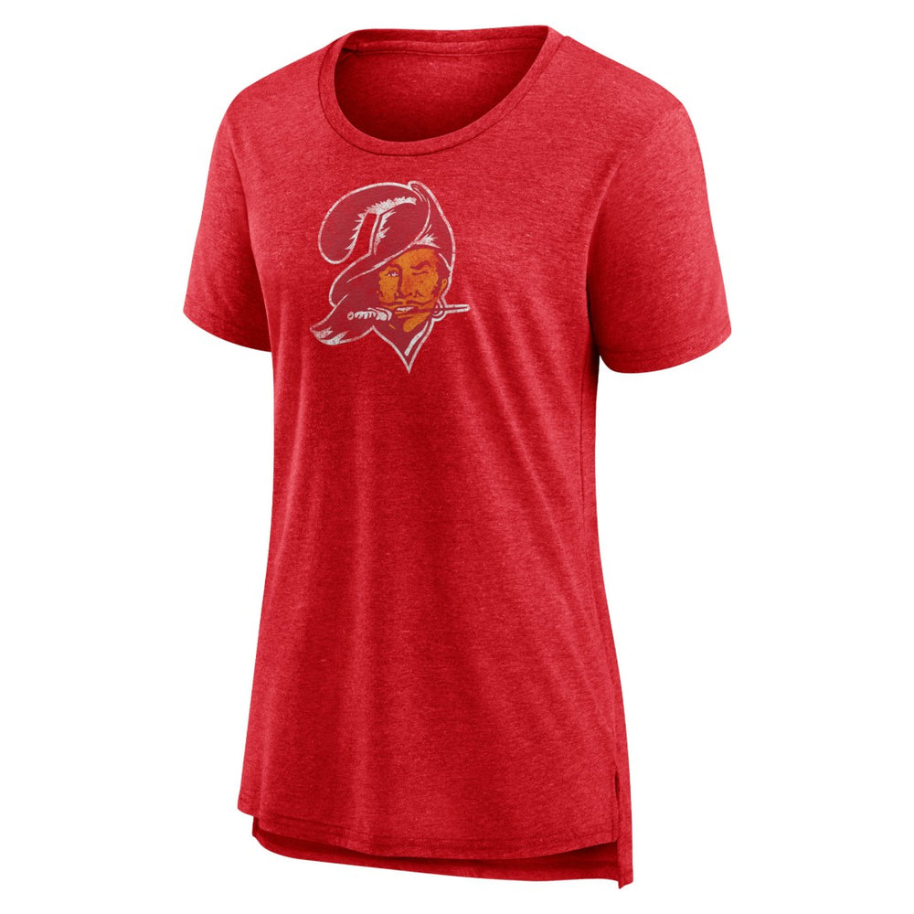 Tampa Bay Buccaneers Women's Throwback Team Logo Tri-Blend T-Shirt - Heather Red - NFL