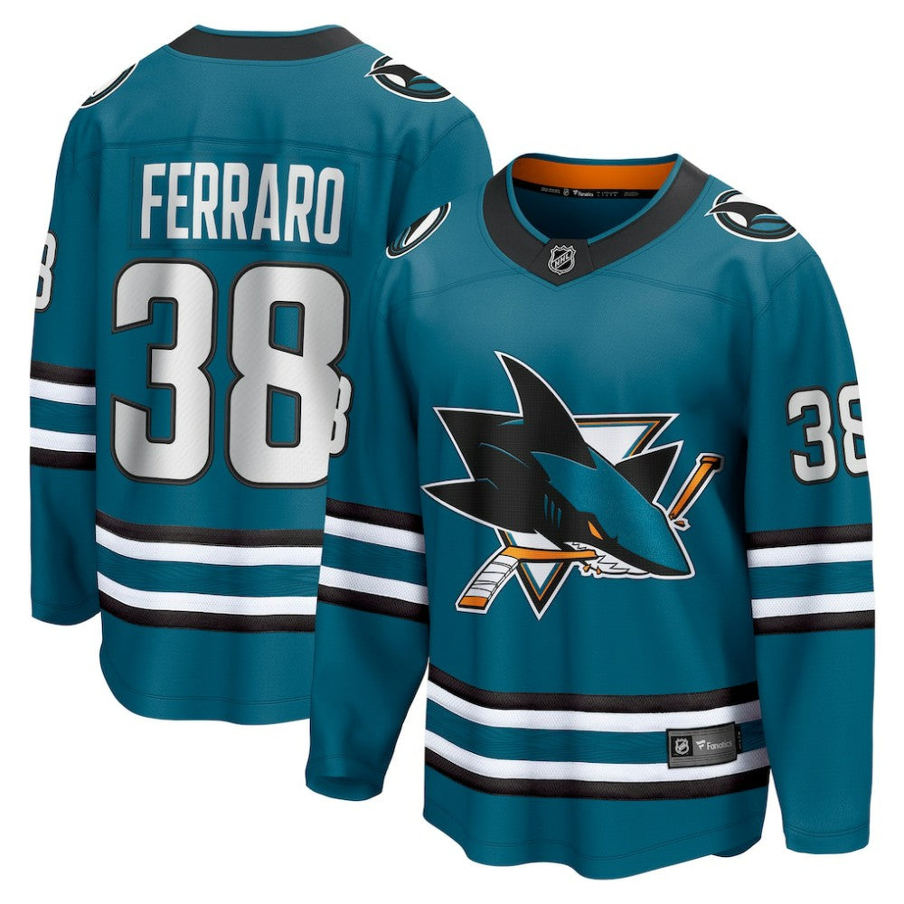 Mario Ferraro San Jose Sharks Fanatics Home Breakaway Player Jersey - Teal | Fanatics Lifestyle
