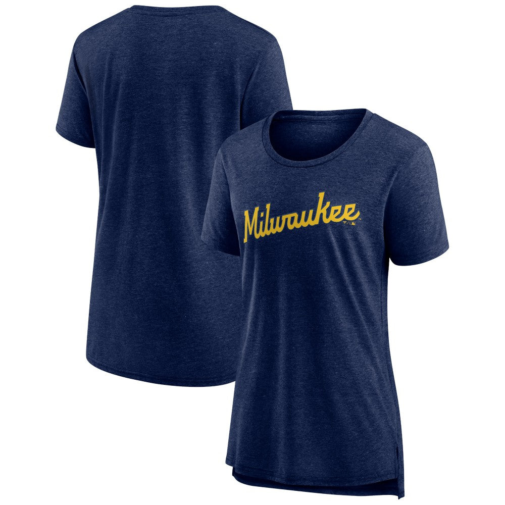 Milwaukee Brewers Women's Official Wordmark Tri-Blend T-Shirt for sale