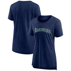 Seattle Mariners Women's Official Wordmark Tri-Blend T-Shirt Outlet