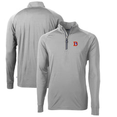 Denver Broncos Cutter & Buck Adapt Eco Knit Stretch Recycled Big & Tall Quarter-Zip Throwback Pullover Top - Gray - NFL