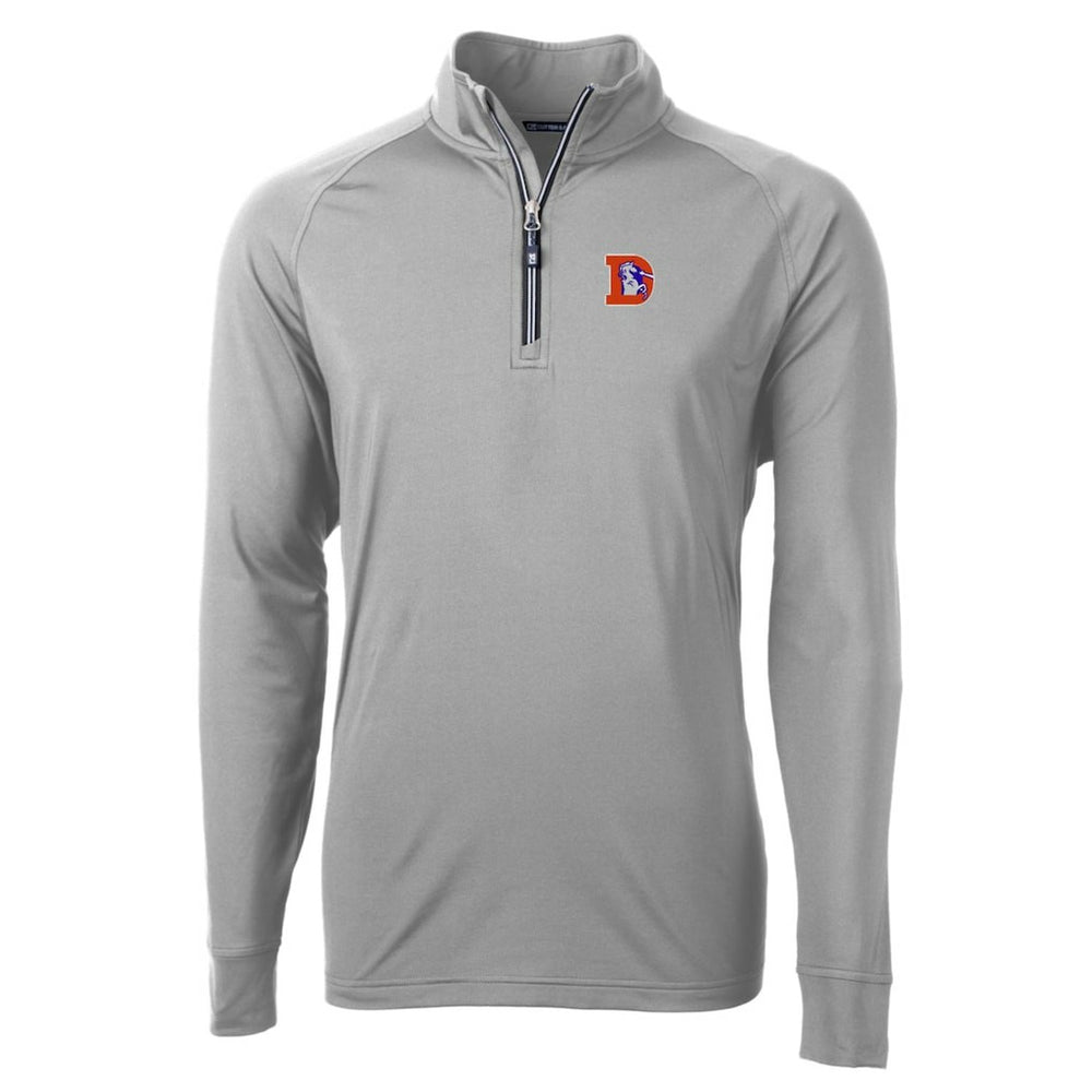 Denver Broncos Cutter & Buck Adapt Eco Knit Stretch Recycled Big & Tall Quarter-Zip Throwback Pullover Top - Gray - NFL