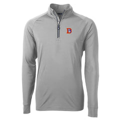 Denver Broncos Cutter & Buck Adapt Eco Knit Stretch Recycled Big & Tall Quarter-Zip Throwback Pullover Top - Gray - NFL