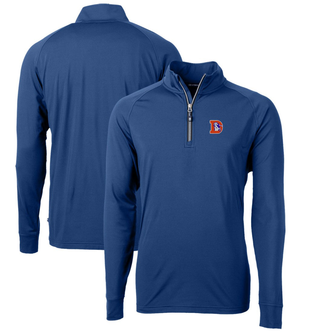 Denver Broncos Cutter & Buck Adapt Eco Knit Stretch Recycled Big & Tall Quarter-Zip Throwback Pullover Top - Royal - NFL