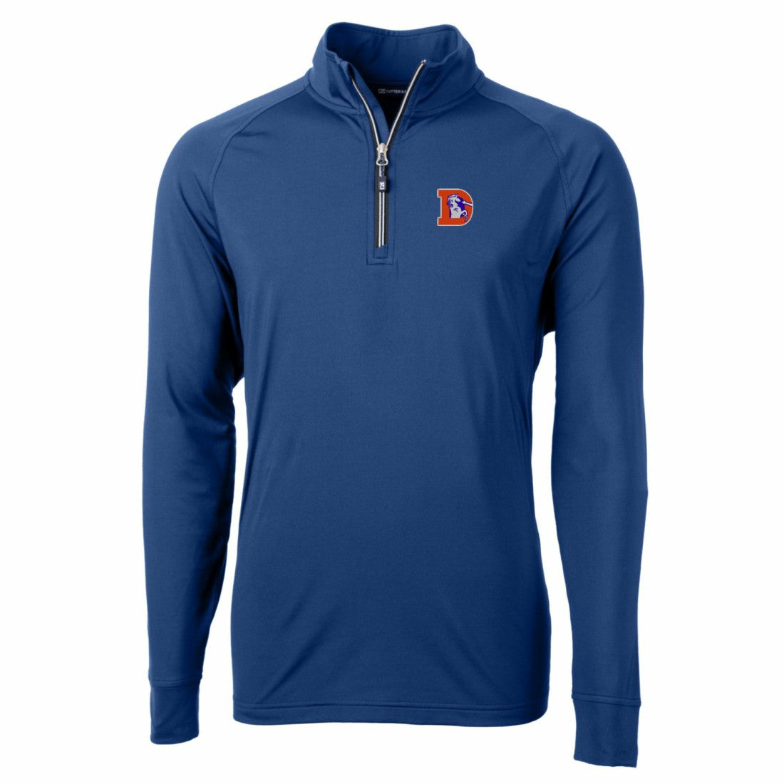 Denver Broncos Cutter & Buck Adapt Eco Knit Stretch Recycled Big & Tall Quarter-Zip Throwback Pullover Top - Royal - NFL