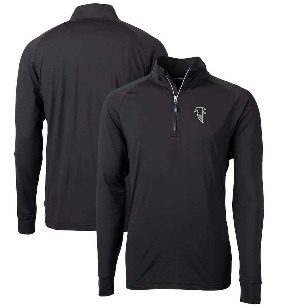 Atlanta Falcons Cutter & Buck Adapt Eco Knit Stretch Recycled Big & Tall Quarter-Zip Throwback Pullover Top - Black - NFL
