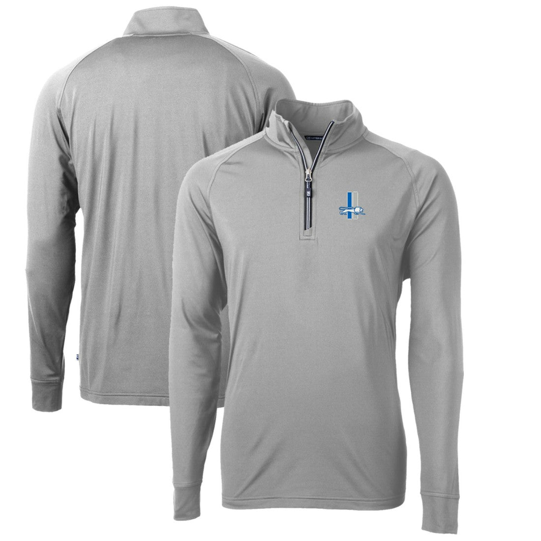 Detroit Lions Cutter & Buck Adapt Eco Knit Stretch Recycled Big & Tall Quarter-Zip Throwback Pullover Top - Gray - NFL