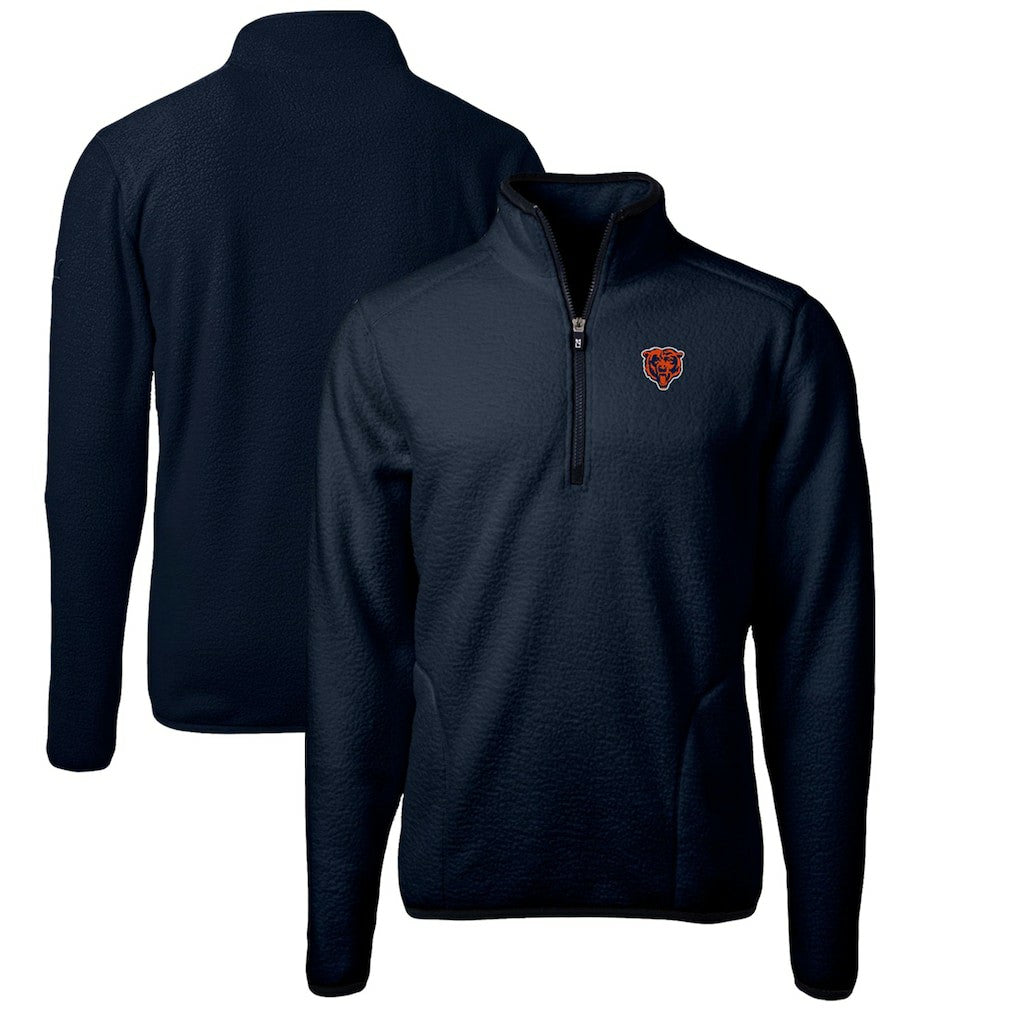 Chicago Bears Cutter & Buck Cascade Eco Sherpa Fleece Big & Tall Quarter-Zip Throwback Jacket - Navy - NFL