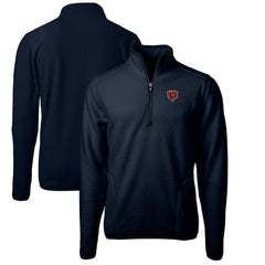 Chicago Bears Cutter & Buck Cascade Eco Sherpa Fleece Big & Tall Quarter-Zip Throwback Jacket - Navy - NFL