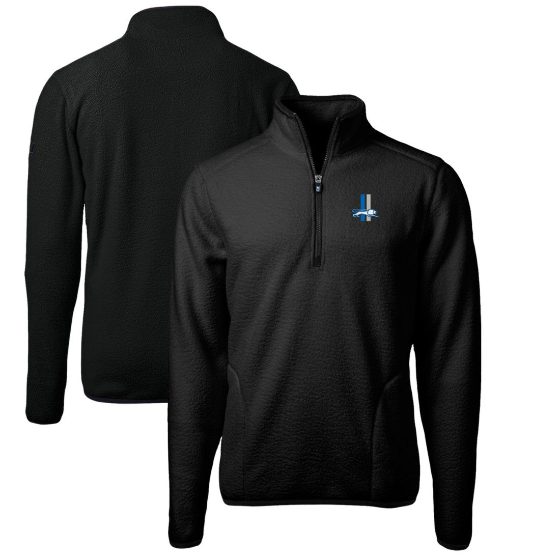 Detroit Lions Cutter & Buck Cascade Eco Sherpa Fleece Big & Tall Quarter-Zip Throwback Jacket - Black - NFL