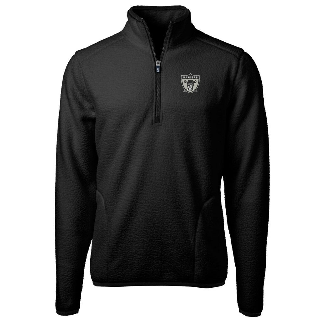 Las Vegas Raiders Cutter & Buck Cascade Eco Sherpa Fleece Big & Tall Quarter-Zip Throwback Jacket - Black - NFL