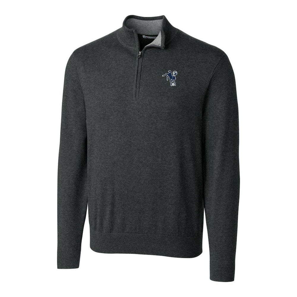 Indianapolis Colts Cutter & Buck Throwback Logo Lakemont Tri-Blend Big & Tall Quarter-Zip Pullover Sweater - Heather Charcoal - NFL