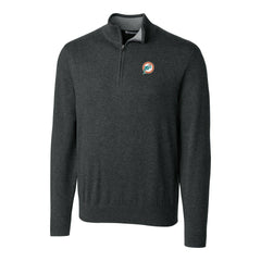 Miami Dolphins Cutter & Buck Throwback Logo Lakemont Tri-Blend Big & Tall Quarter-Zip Pullover Sweater - Heather Charcoal - NFL