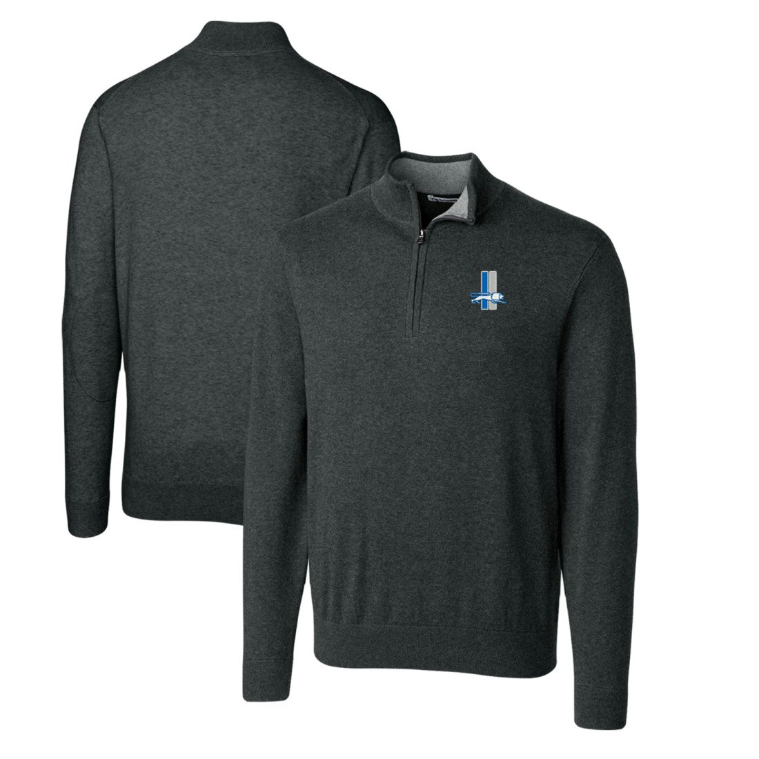 Detroit Lions Cutter & Buck Throwback Logo Lakemont Tri-Blend Big & Tall Quarter-Zip Pullover Sweater - Heather Charcoal - NFL