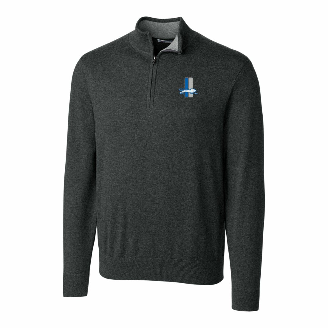 Detroit Lions Cutter & Buck Throwback Logo Lakemont Tri-Blend Big & Tall Quarter-Zip Pullover Sweater - Heather Charcoal - NFL