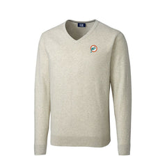 Miami Dolphins Cutter & Buck Throwback Logo Lakemont Tri-Blend Big & Tall V-Neck Pullover Sweater - Oatmeal - NFL
