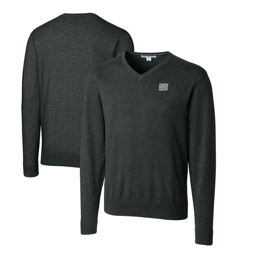 New York Giants Cutter & Buck Throwback Logo Lakemont Tri-Blend Big & Tall V-Neck Pullover Sweater - Heather Charcoal - NFL
