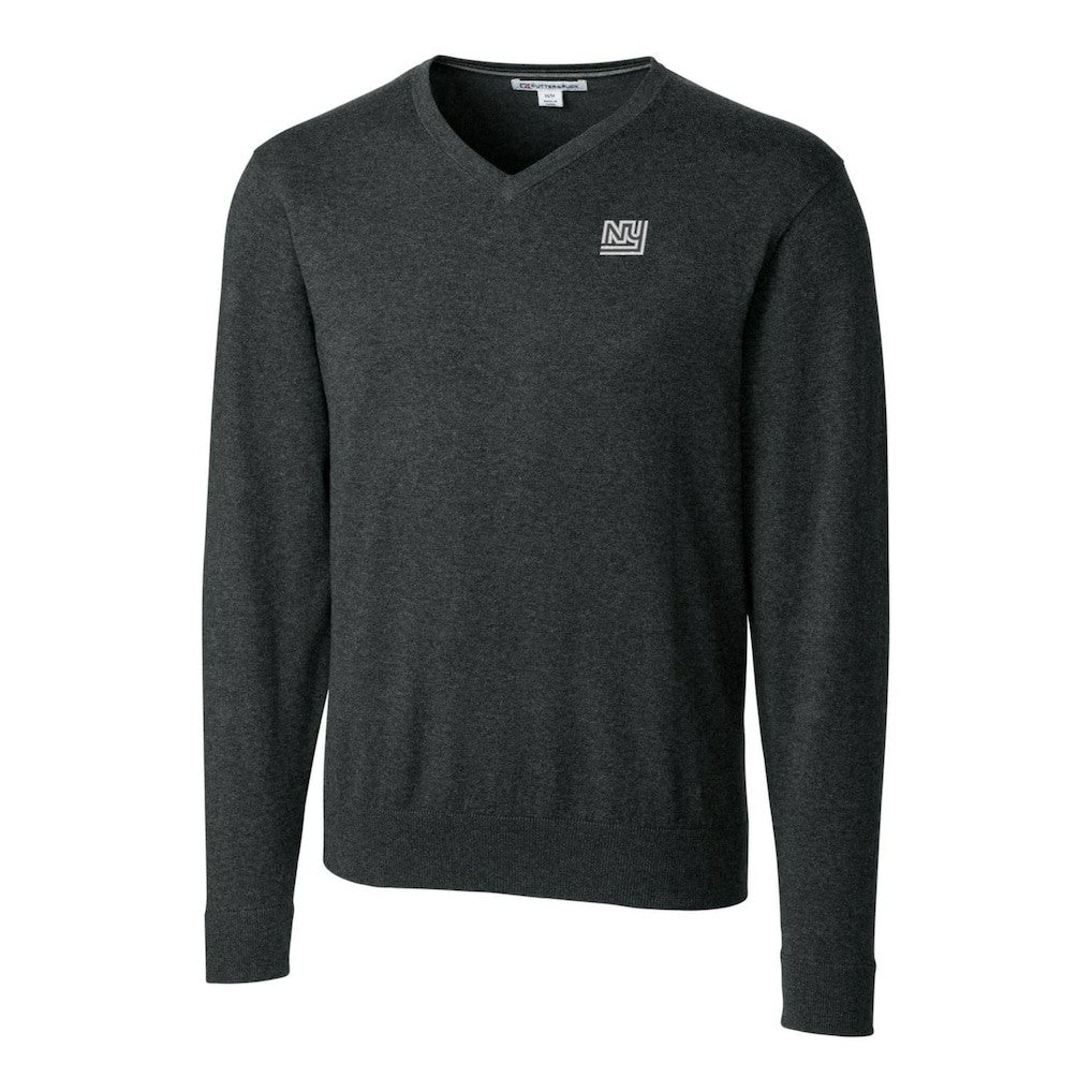 New York Giants Cutter & Buck Throwback Logo Lakemont Tri-Blend Big & Tall V-Neck Pullover Sweater - Heather Charcoal - NFL