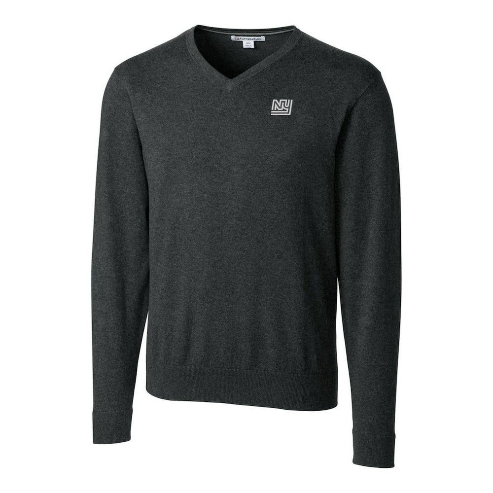 New York Giants Cutter & Buck Throwback Logo Lakemont Tri-Blend Big & Tall V-Neck Pullover Sweater - Heather Charcoal - NFL